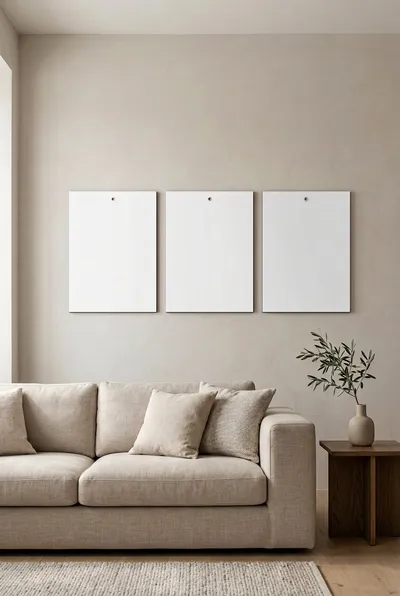 Salon duvarında çerçevesiz lazer kesim kenarlı mat MDF duvar tablosu 3'lü set şablonu